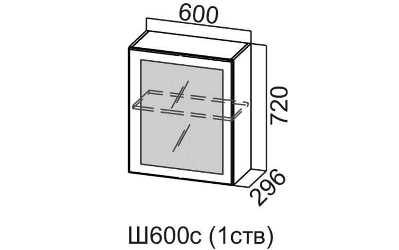 Шкаф Навесной «Геометрия Ш600C/720» 1 Створка Со Стеклом 