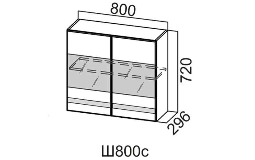 Шкаф Навесной «Соло 800 / 720» Со Стеклом 
