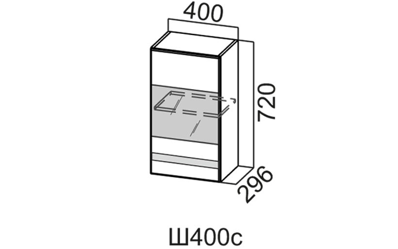 Шкаф Навесной «Соло 400 / 720» Со Стеклом 